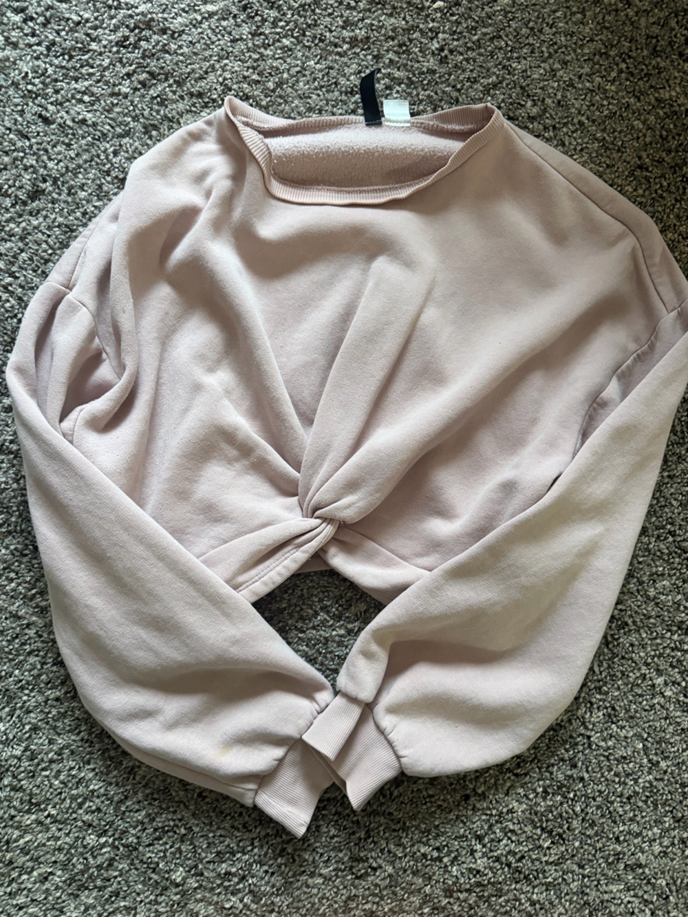 H&M Blush Knot-Front Crewneck Sweatshirt